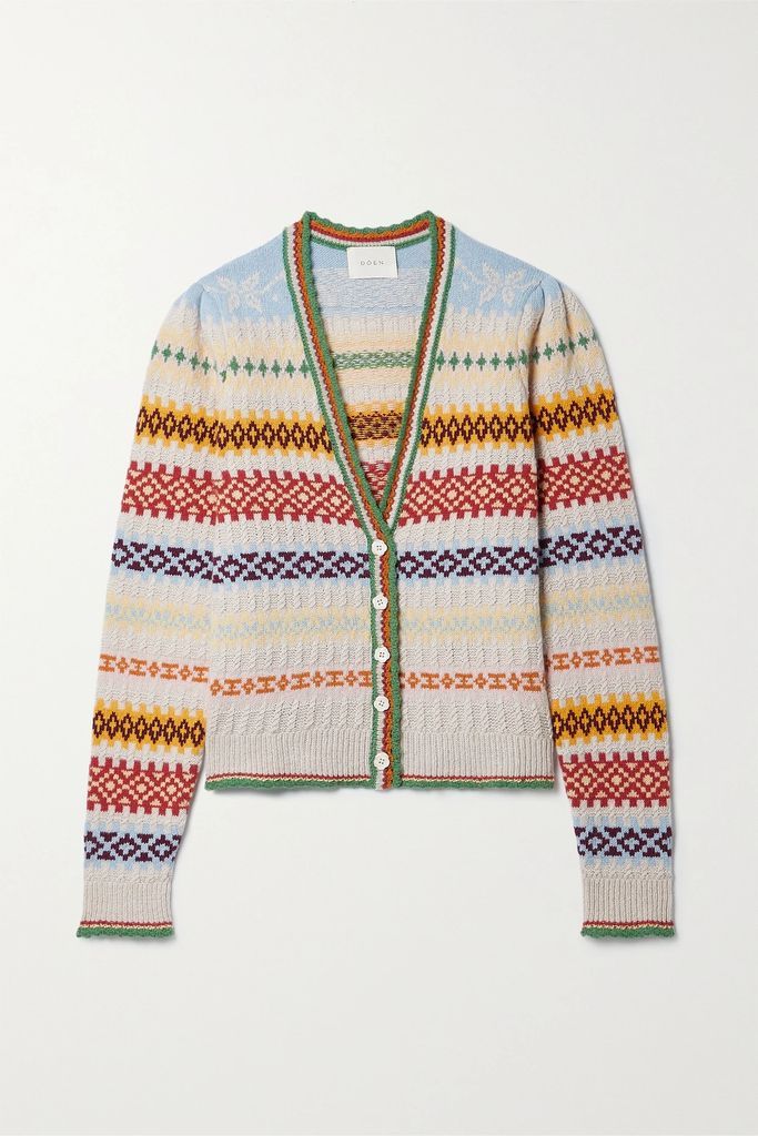 Alba Fair Isle Recycled Cashmere And Wool Blend Cardigan - Cream
