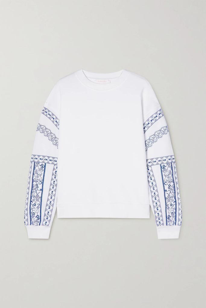 Caravan Embroidered Cotton-jersey Sweatshirt - White