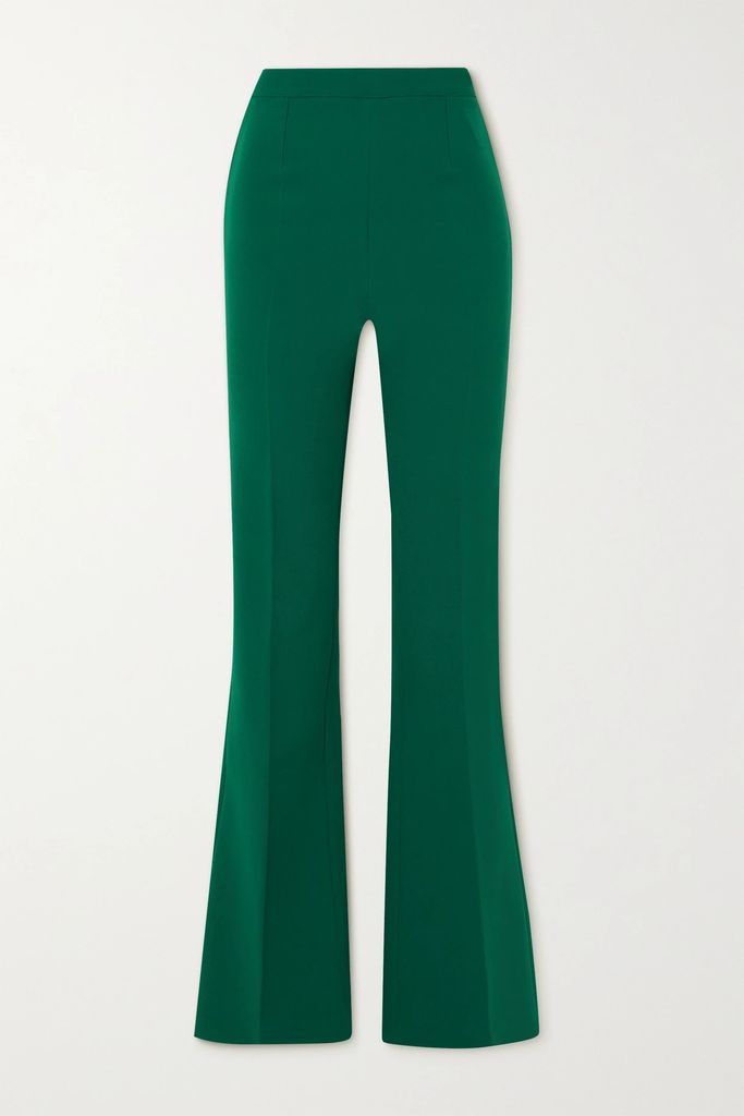 Alexa Stretch-crepe Flared Pants - Forest green