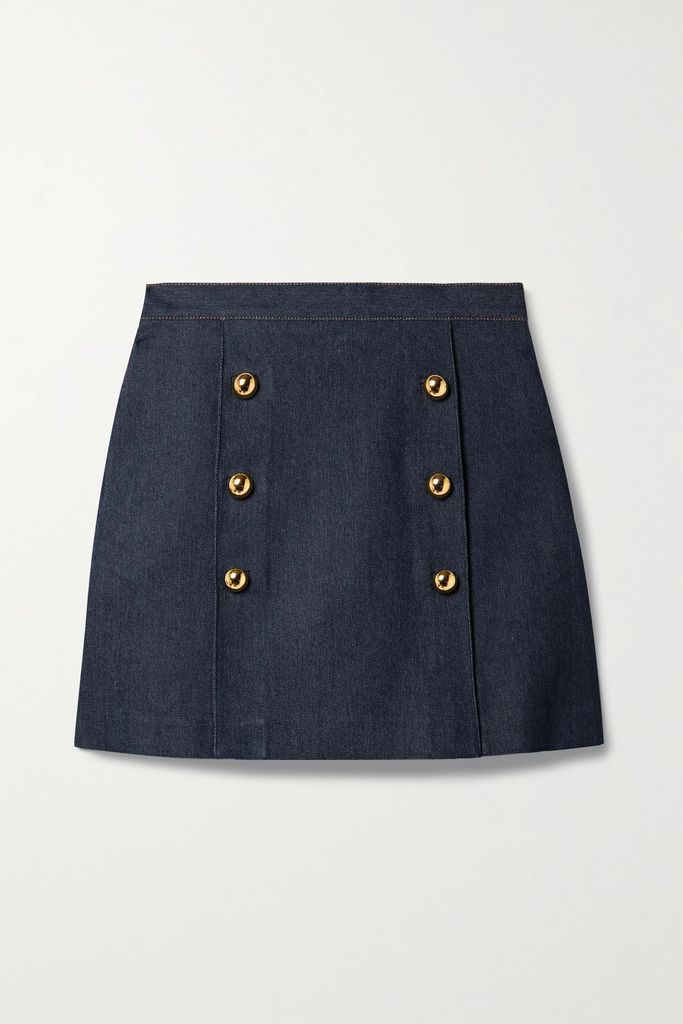 Embellished Denim Mini Skirt - Blue