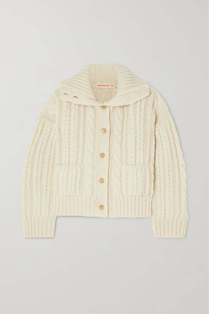 &Daughter - Aran Cable-knit Organic Wool Cardigan - Cream