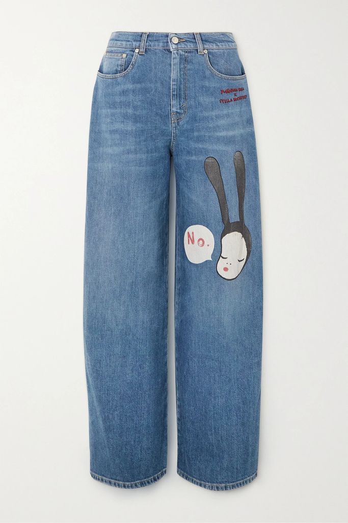 + Yoshitomo Nara Printed Wide-leg Jeans - Dark denim