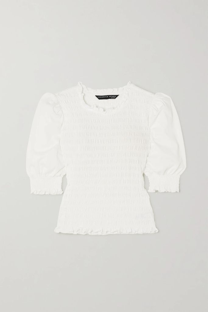 Langston Shirred Cotton Top - White