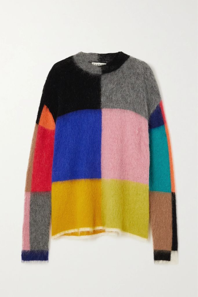 Color-block Knitted Sweater - Blue