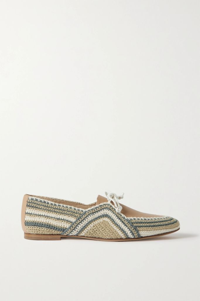 Hays Crochet-trimmed Leather Loafers - Camel