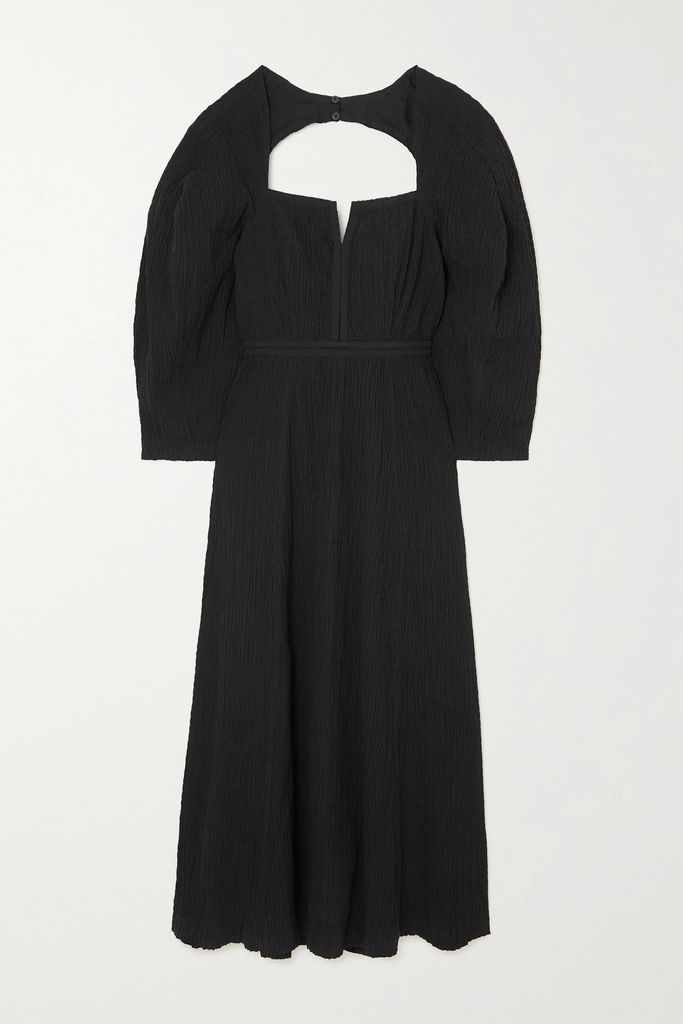 + Net Sustain Violeta Textured Stretch Organic Cotton Midi Dress - Black