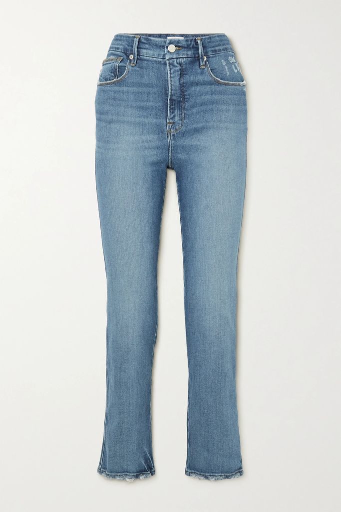 Good Curve Distressed High-rise Slim-leg Jeans - Mid denim