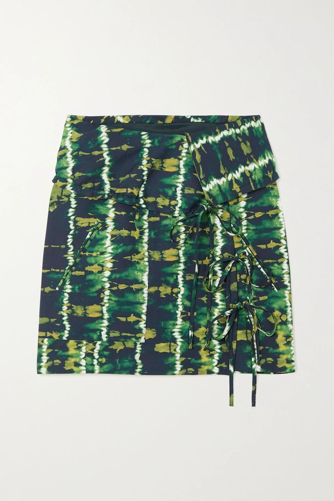 Hilaree Tie-dyed Stretch-cotton Mini Wrap Skirt - Green