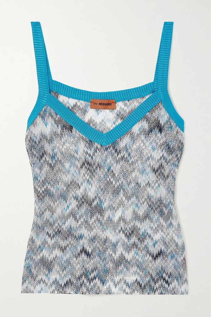 Raschel Crochet-knit Camisole - Blue