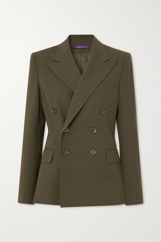 Charmaine Double-breasted Wool-gabardine Blazer - Green