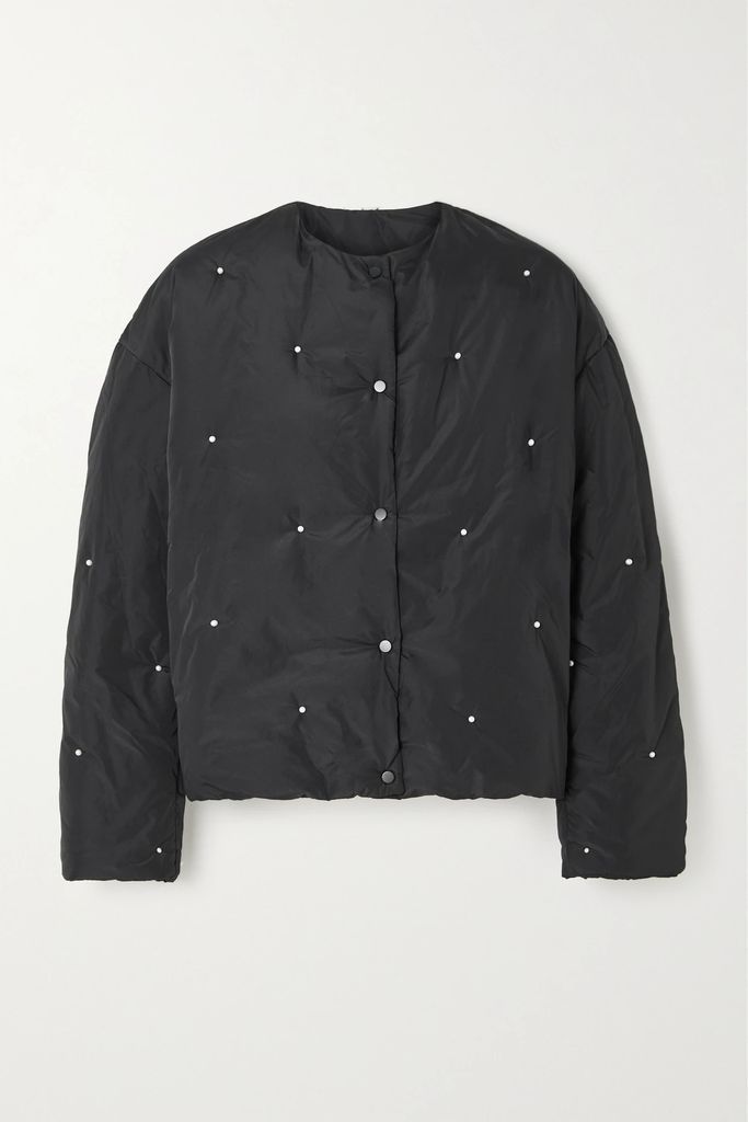 + Net Sustain Pearl-embellished Padded Recycled-shell Jacket - Black
