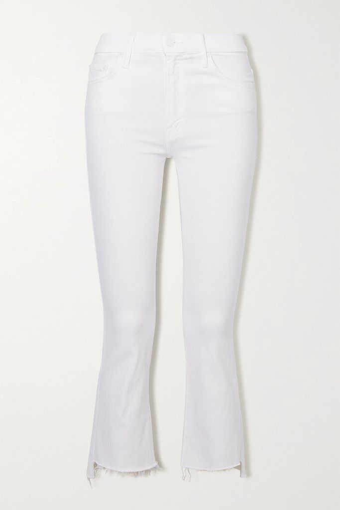 The Insider Crop Distressed High-rise Flared Jeans - White