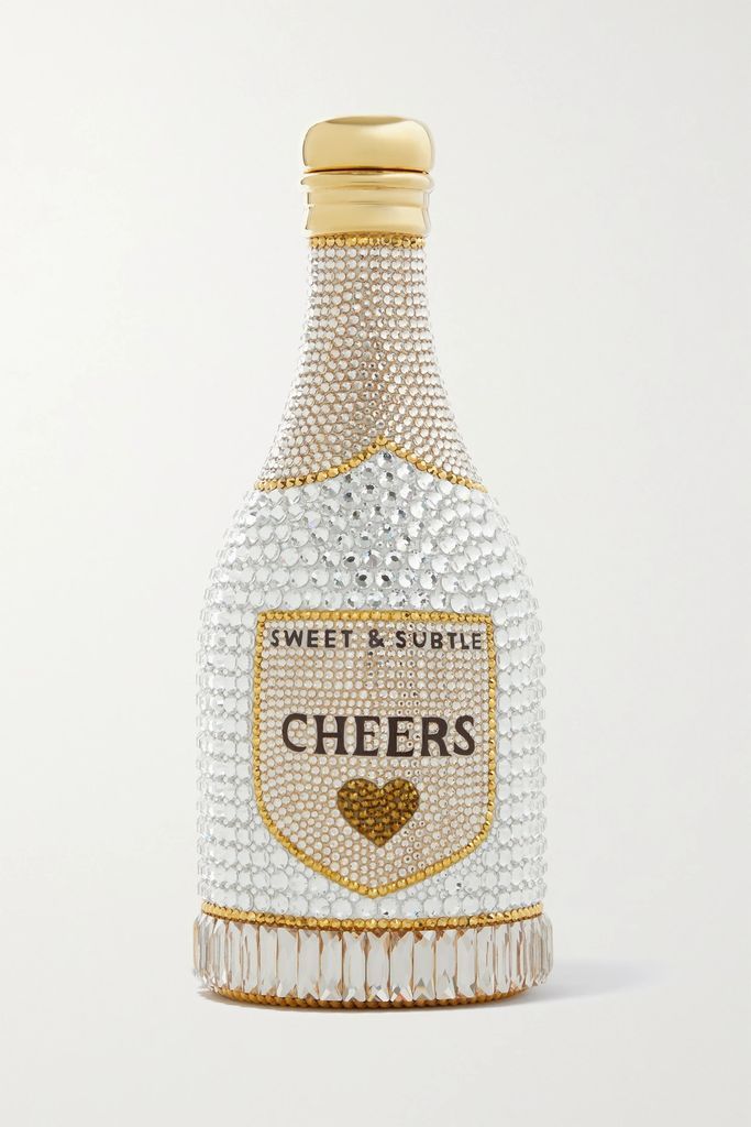 Bottle Forever Crystal-embellished Gold-tone Clutch - one size