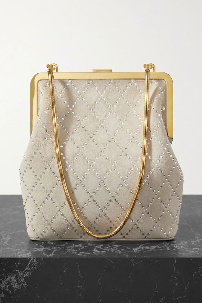 Lilith Crystal-embellished Suede Tote - Cream
