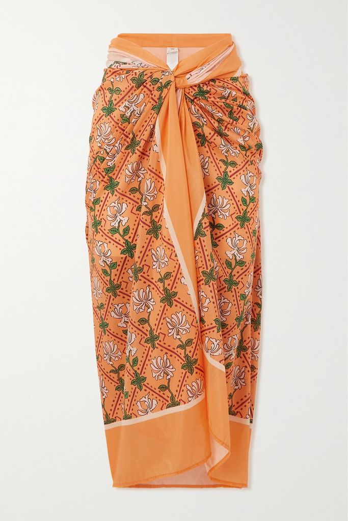 + Net Sustain Lavanda Printed Cotton And Silk-blend Pareo - Orange