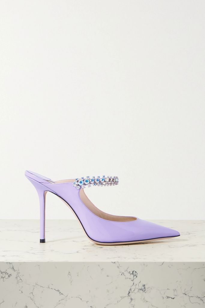 Bing 100 Crystal-embellished Patent-leather Mules - Lilac