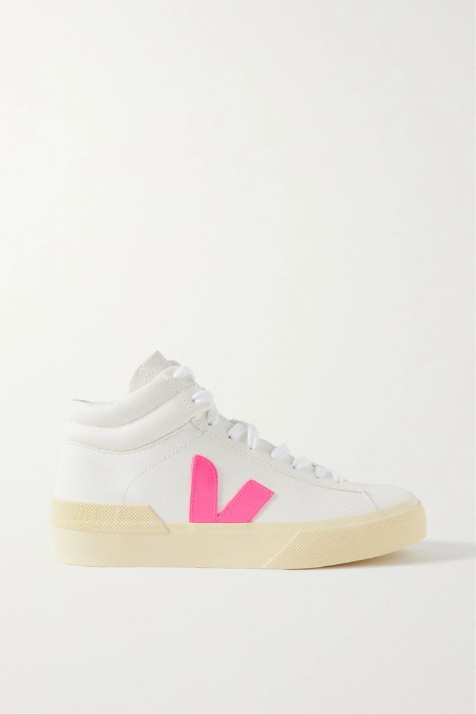 Minotaur Rubber-trimmed Leather High-top Sneakers - White