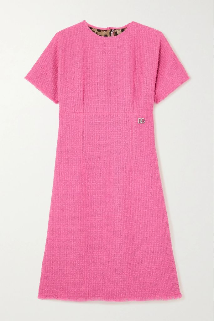 Raschel Embellished Wool-blend Tweed Mini Dress - Pink