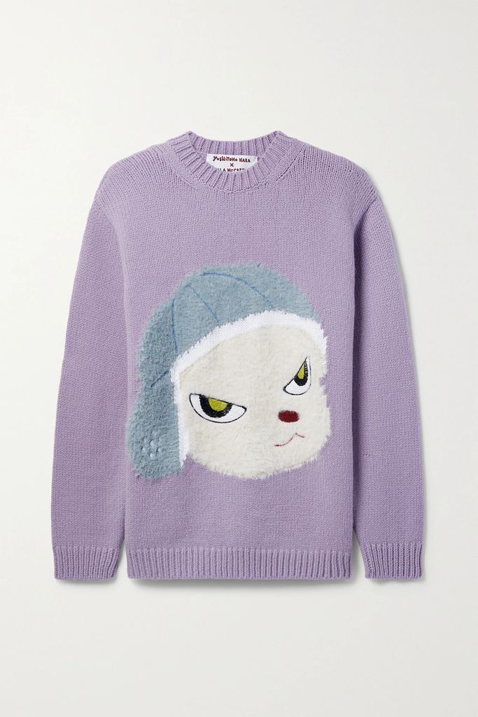 + Yoshitomo Nara Intarsia Wool-blend Sweater - Lilac
