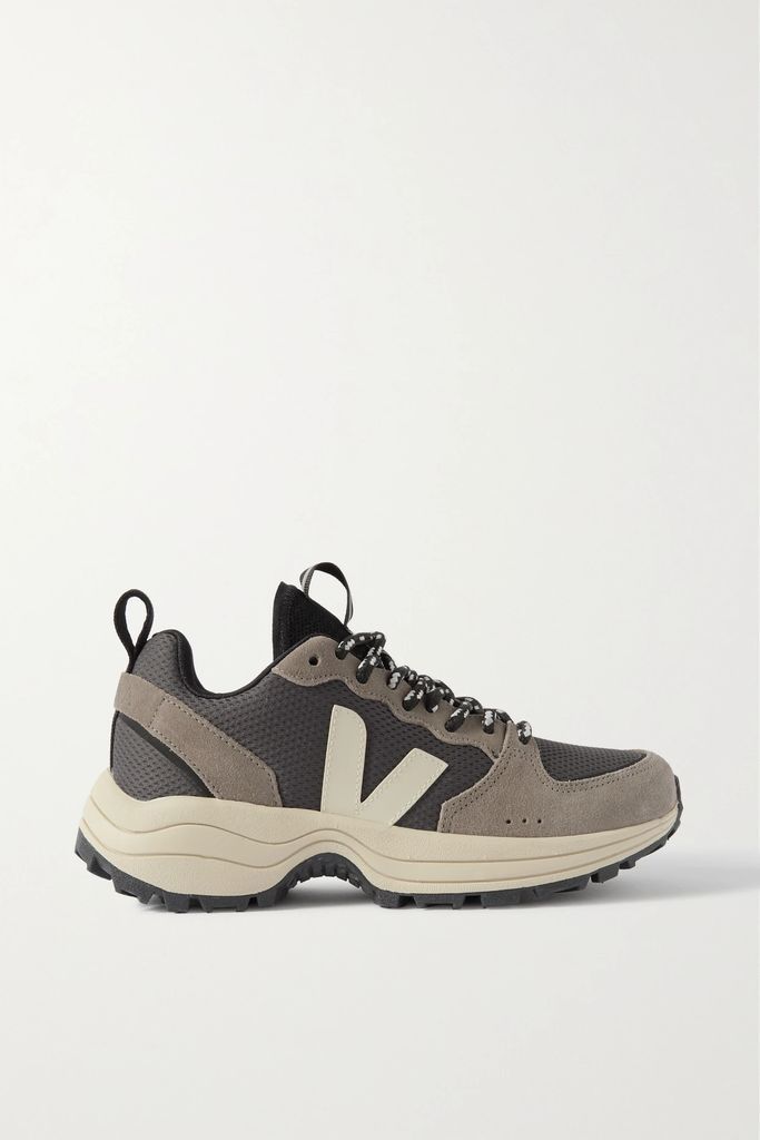 Venturi Rubber-trimmed Suede And Recycled-mesh Sneakers - Gray