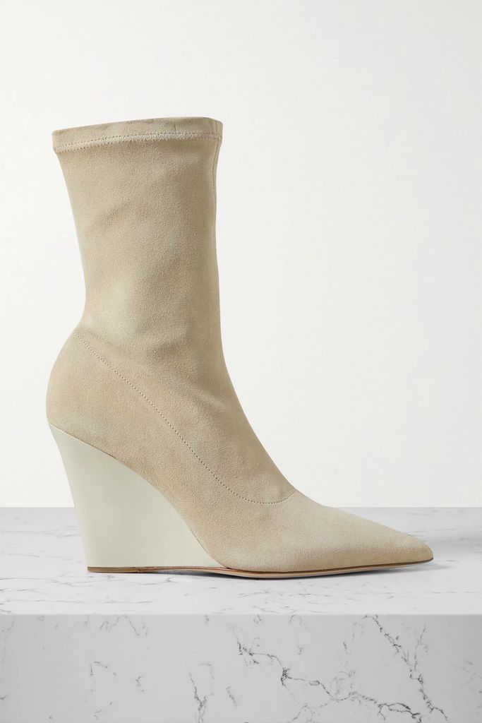 Wanda Suede Wedge Ankle Boots - Neutral