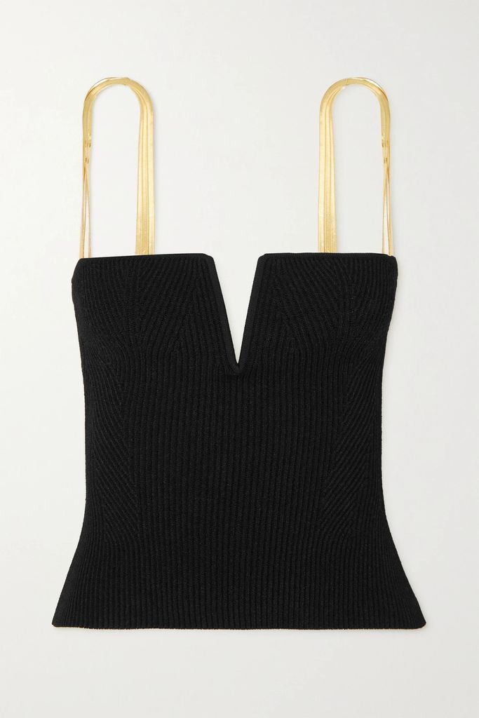 Galvanized Ophelia Chain-embellished Ribbed-knit Top - Black