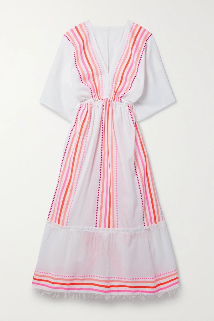 + Net Sustain Eshe Frayed Striped Cotton-blend Gauze Coverup - White