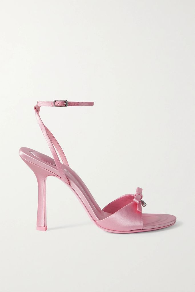 Dahlia Embellished Satin Sandals - Baby pink