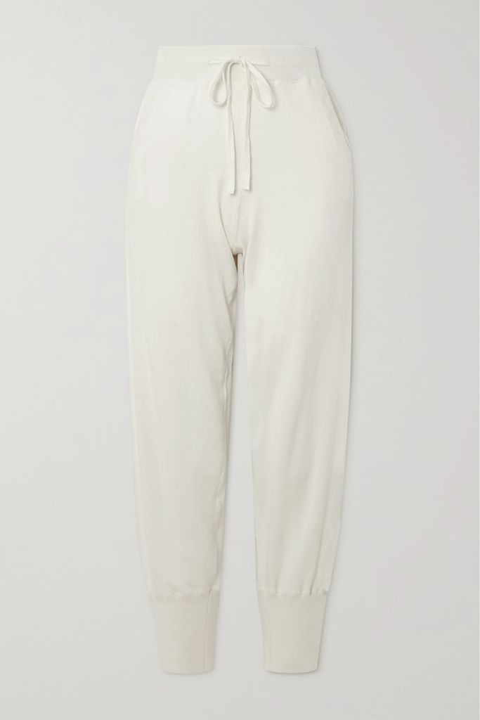 Cotton And Cashmere-blend Tapered Track Pants - Cream