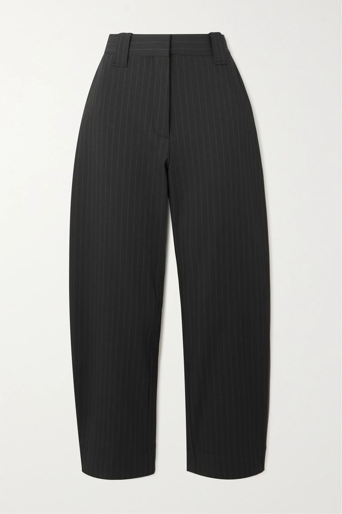 + Net Sustain Pinstriped Stretch Recycled-twill Tapered Pants - Black
