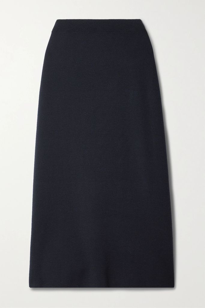 Sasha Wool-blend Midi Skirt - Navy