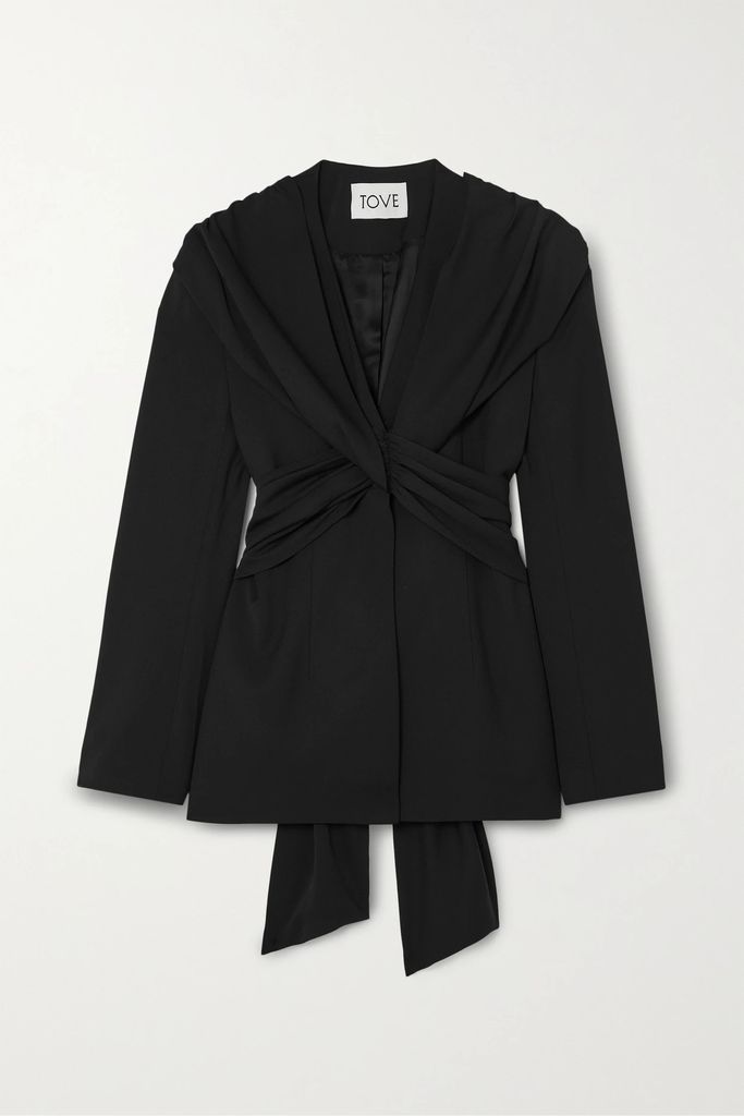 Rhea Tie-detailed Stretch-crepe Jacket - Black