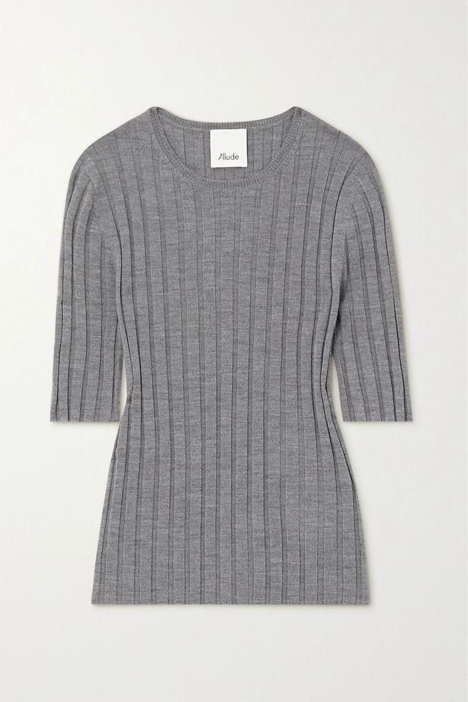Ribbed Wool Sweater - Gray