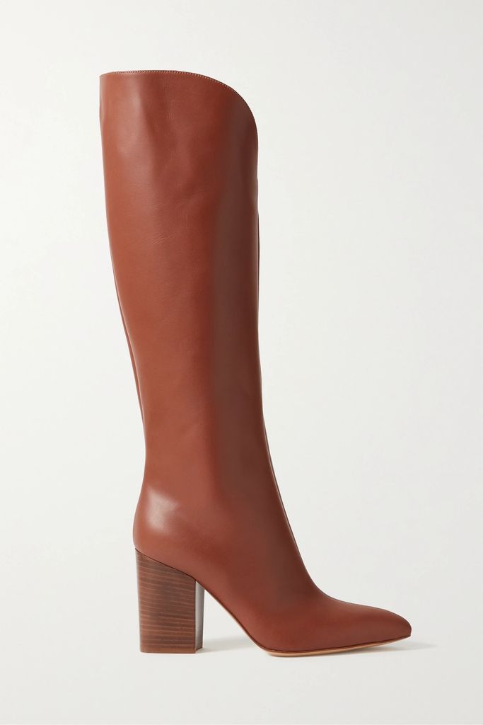 Cora Leather Knee Boots - Tan