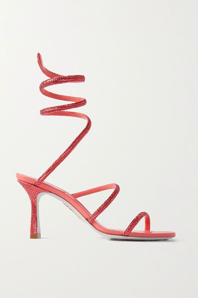 Crystal-embellished Satin Sandals - Pink