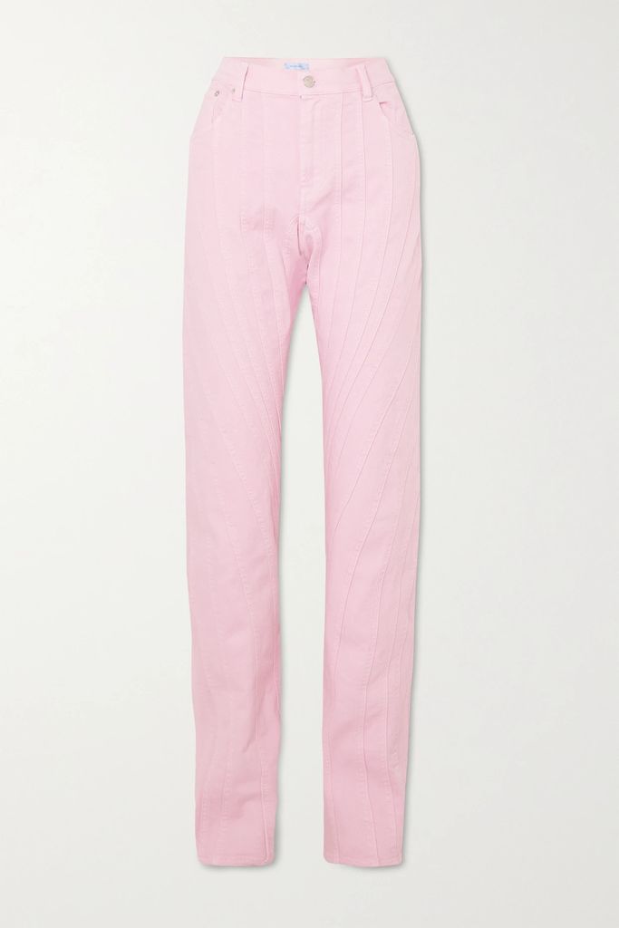 Paneled Tapered Jeans - Pink