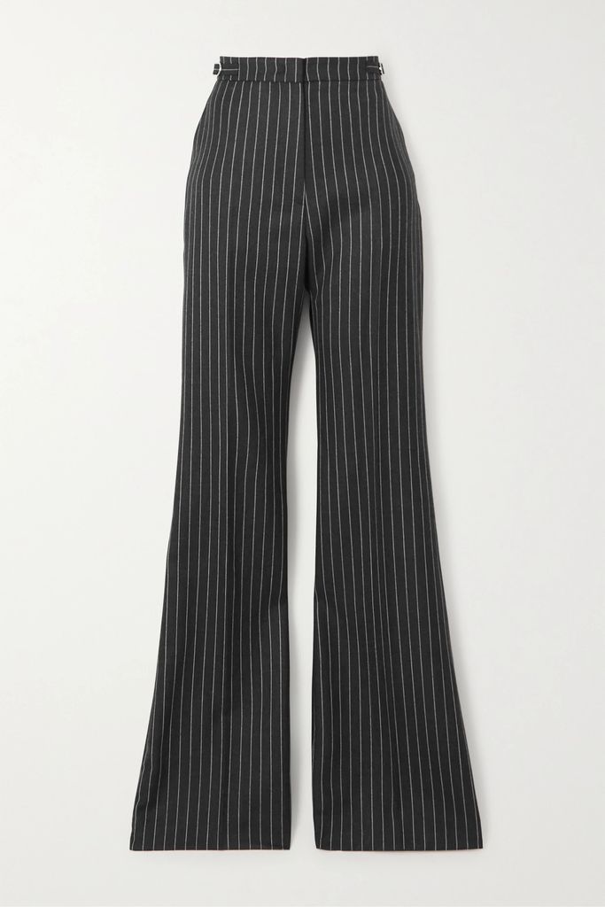 Jones Pinstriped Wool-twill Wide-leg Pants - Dark gray