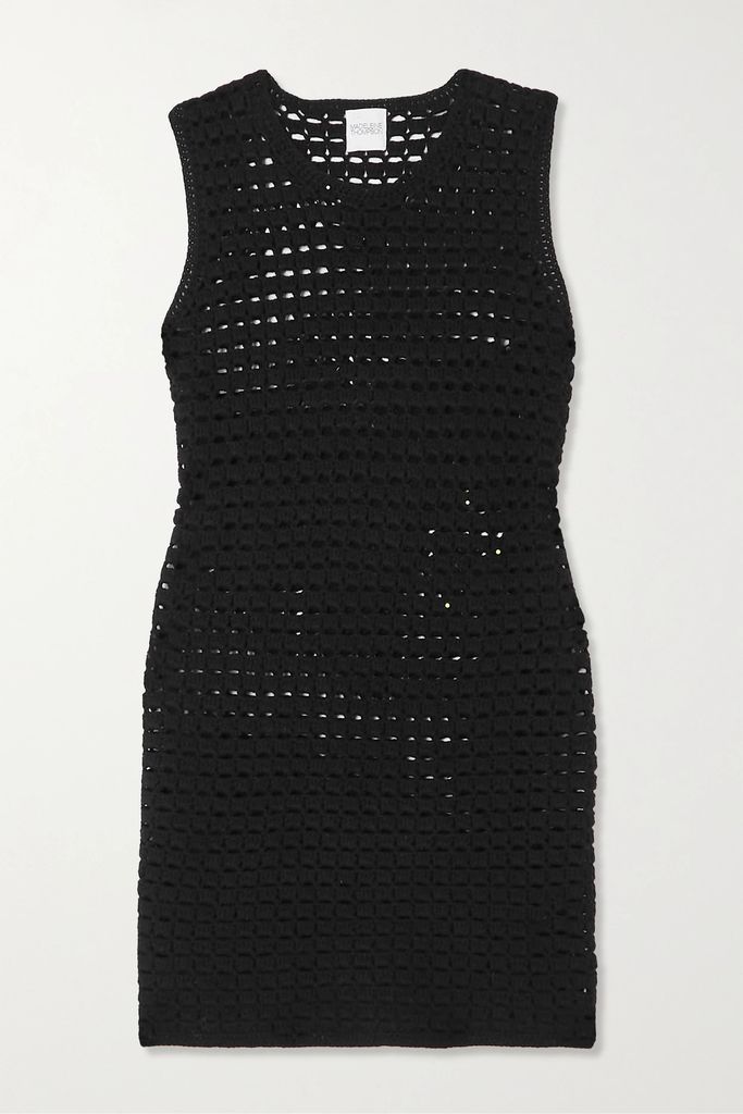 Alexia Crochet-knit Wool And Cashmere-blend Mini Dress - Black