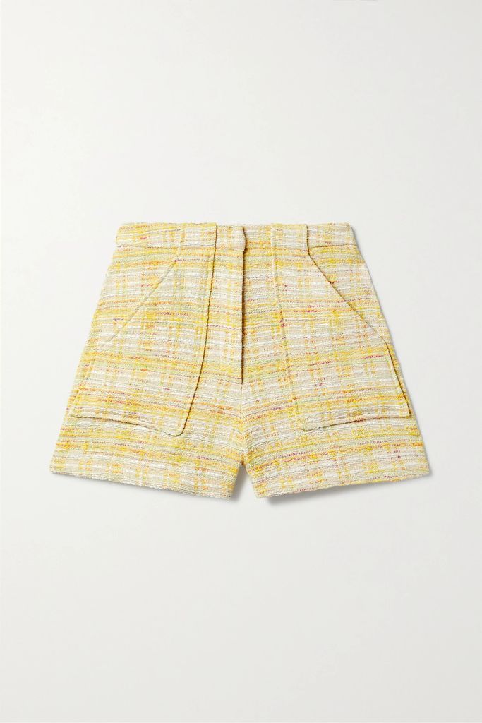Tennis Checked Cotton-blend Tweed Shorts - Yellow