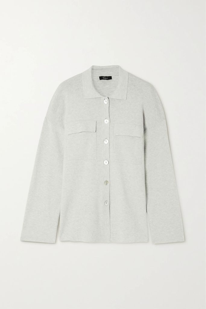 Camryn Ribbed Mélange Jersey Shirt - Light gray