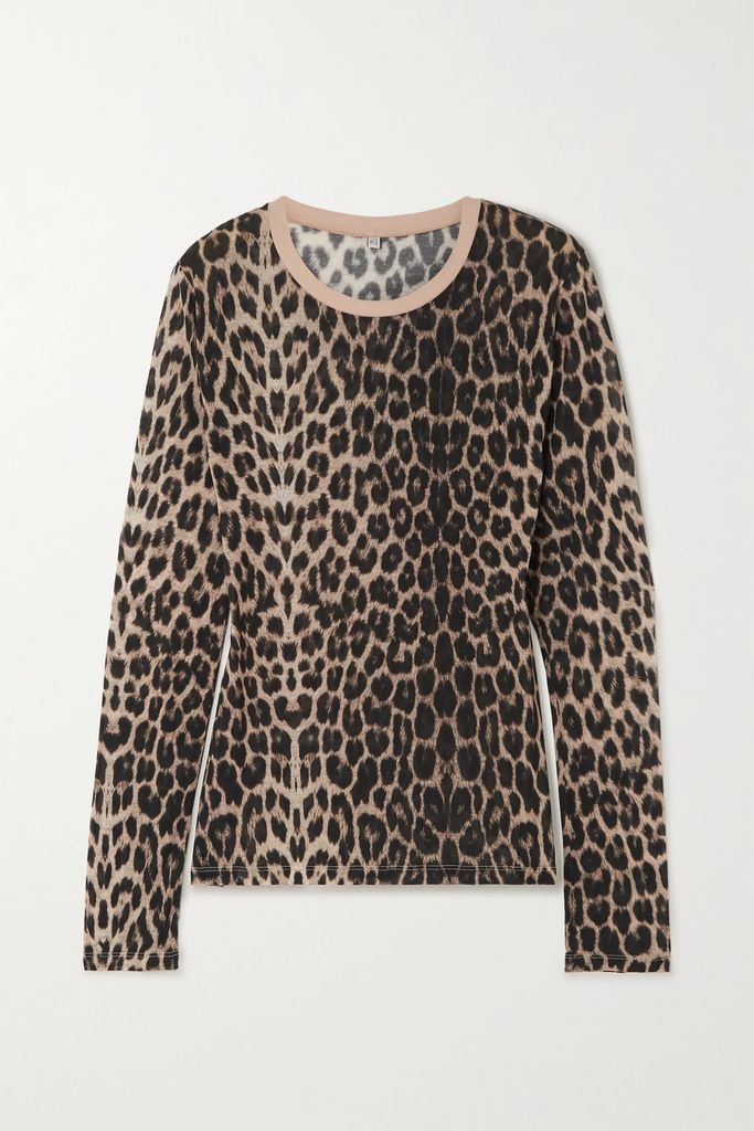 + Net Sustain Leopard-print Bamboo Lyocell Top - Brown