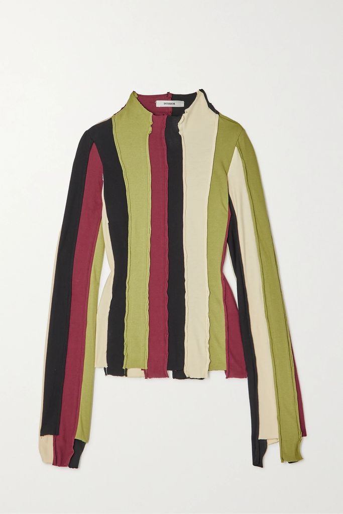 The Locasia Patchwork Striped Cotton-jersey Top - Red
