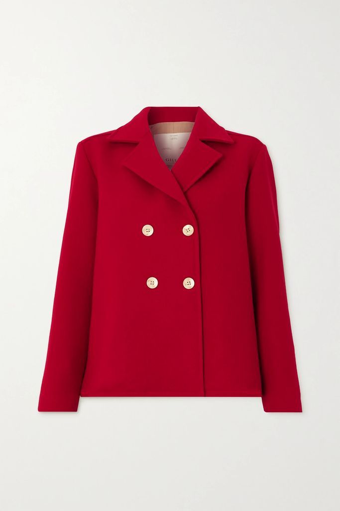 The Agata Double-breasted Wool Jacket - Red