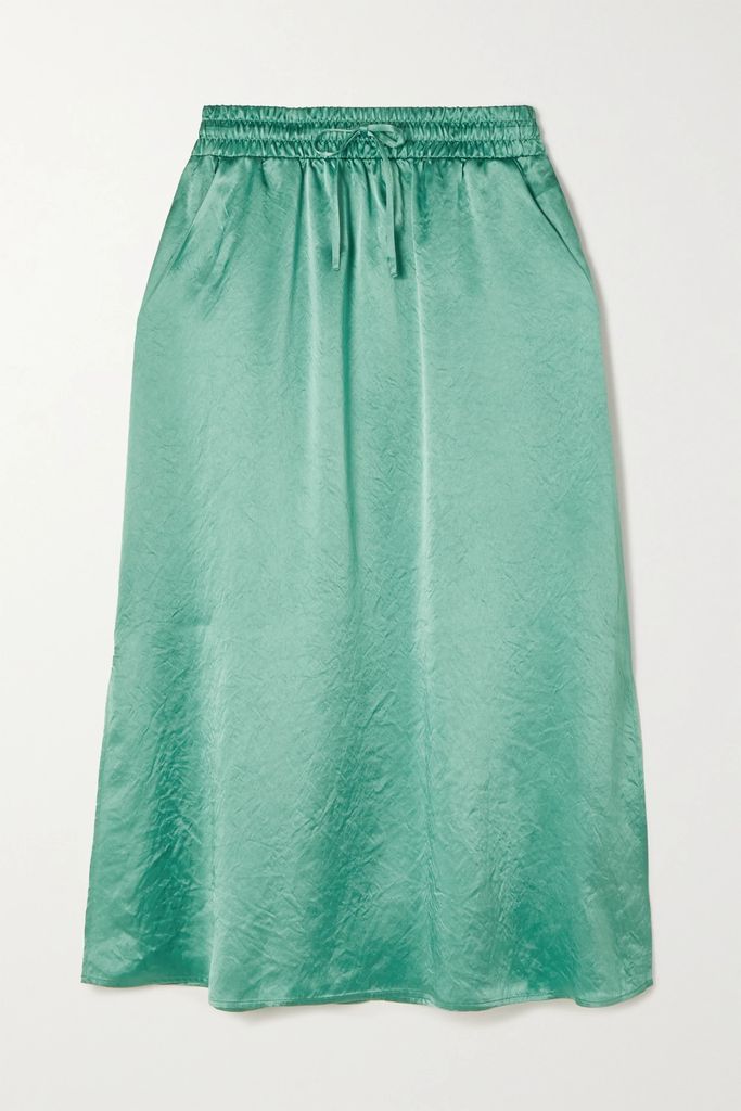 Leisure Freda Crinkled-satin Midi Skirt - Turquoise