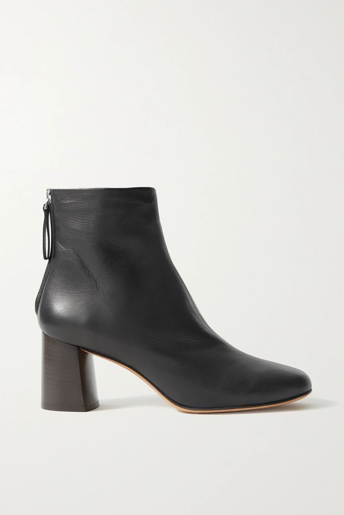 Nadia Leather Ankle Boots - Black