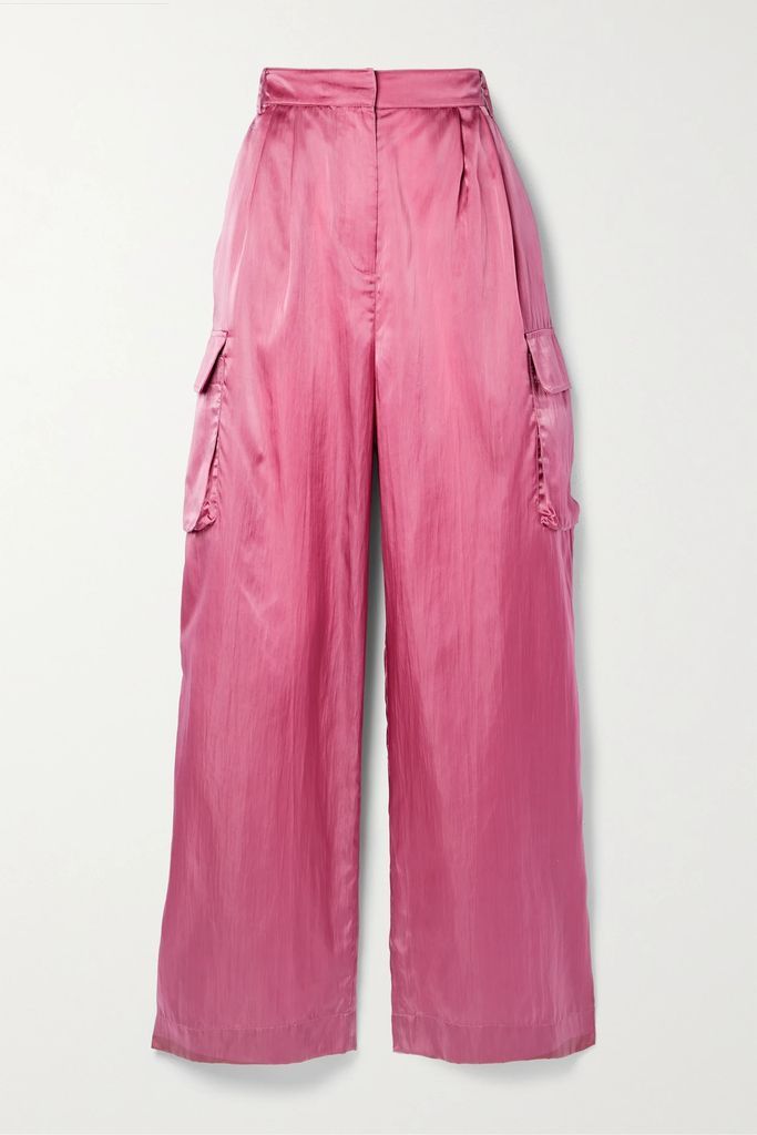 Stella Crinkled-satin Wide-leg Cargo Pants - Pink