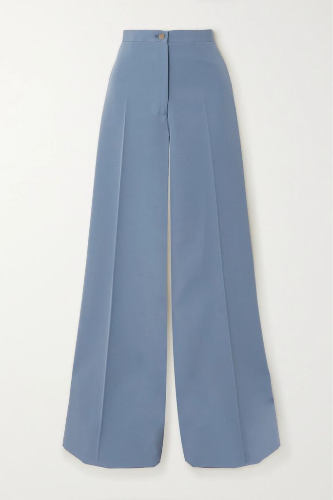 The Leila Wool-drill Wide-leg Pants - Light blue