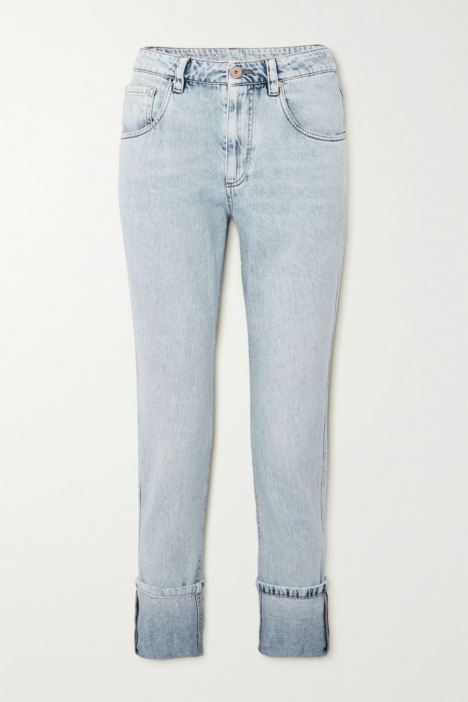 Cropped High-rise Straight-leg Jeans - Light denim