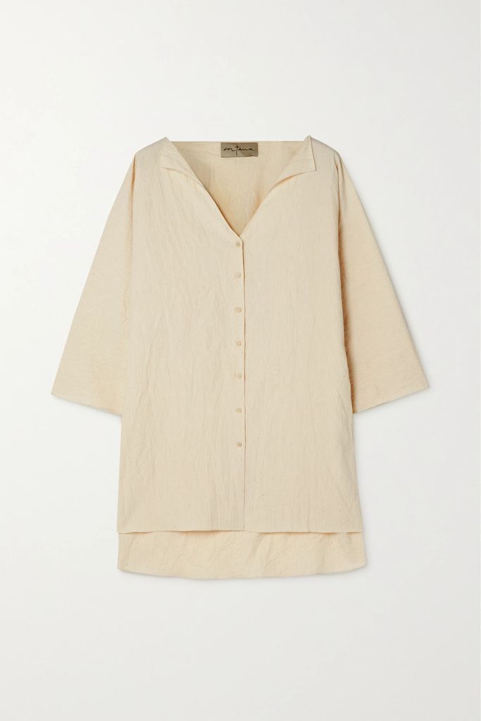 Gilda Striped Cotton-blend Shirt - Ecru
