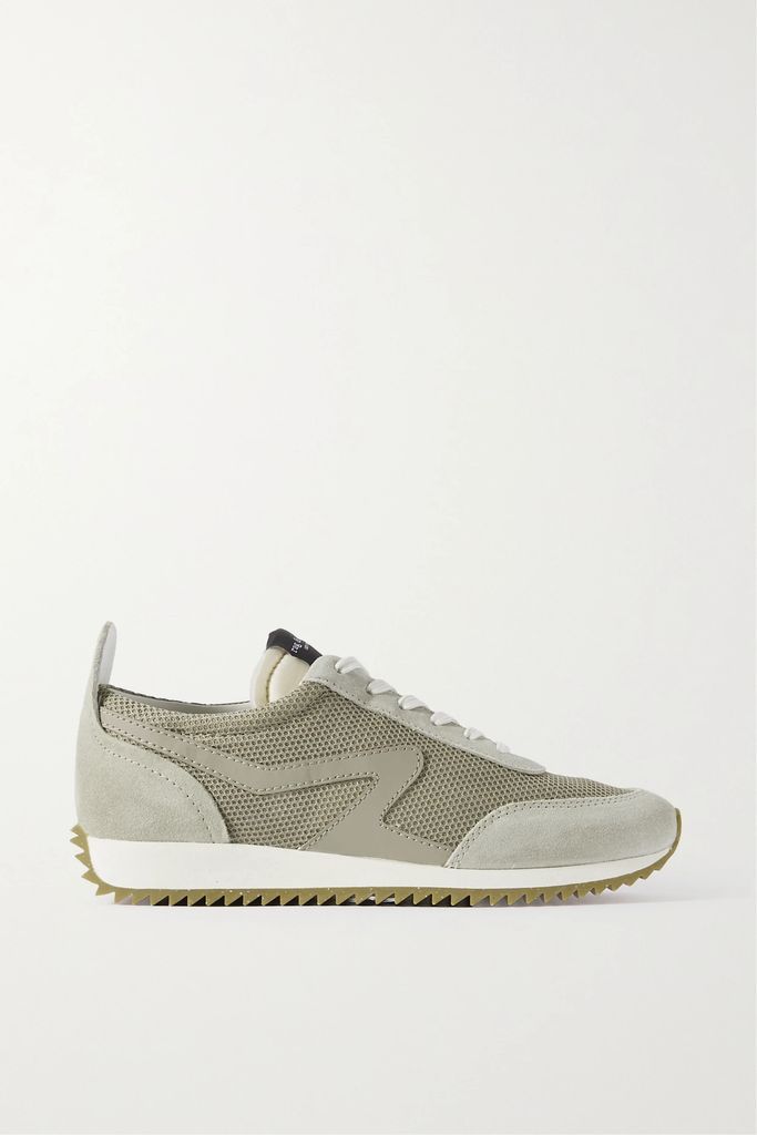 Retro Runner Suede And Leather-trimmed Recycled-mesh Sneakers - Gray